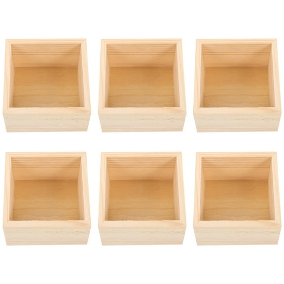 HEANUJJ 6-Pack Wooden Craft Storage Boxes Organizer for Homeowners, Beige Color, Multi-Purpose Storage Solution