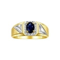 thumbnail image 1 of RYLOS Men's Rings 14K Yellow Gold Classic 7X5MM Oval Gemstone & Diamond Ring Sapphire September Birthstone Rings For Men Size 10, 1 of 7