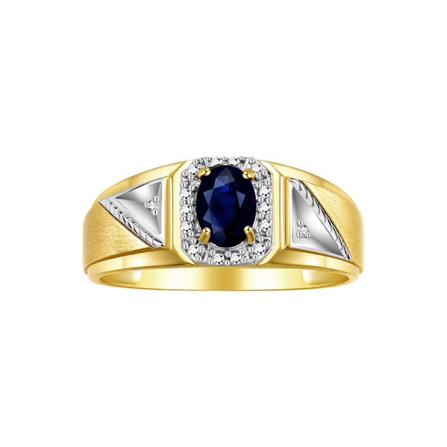 *RYLOS Simply Elegant Beautiful Blue Sapphire & Diamond Ring - September Birthstone* Size 9