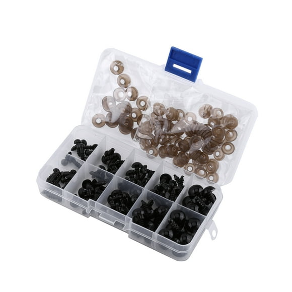 Black Eyes for Doll Making, Safety Eyes Toy Eyes Plastic Safety Eyes with Washer,100pcs Black Plastic Toy Eyes for Puppets Dolls DIY Crafts 6-12mm with Gasket