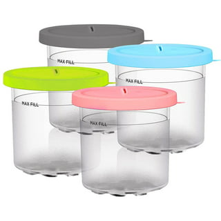 Nuolux 4pcs Ice Cream Freezer Storage Container Round Dessert Cups Ice Cream Holders
