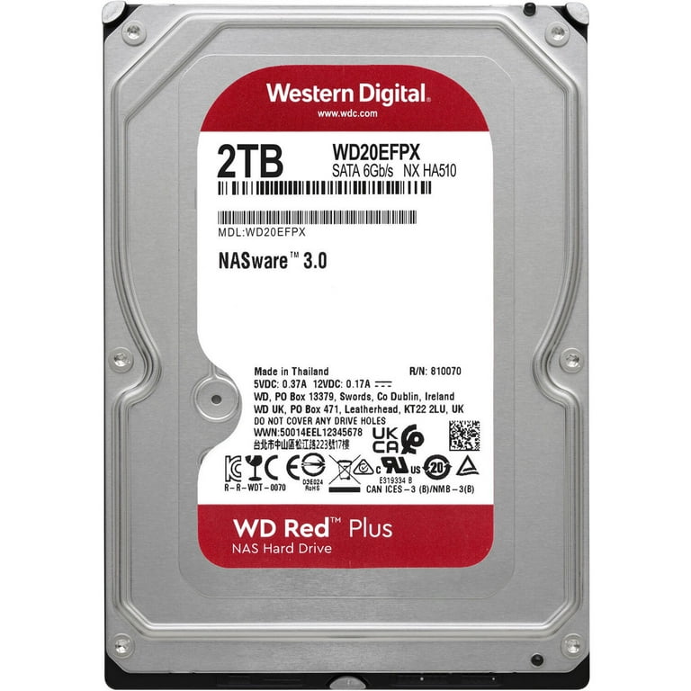 WD Red Plus 3.5インチ HDD WD40EFPX 2本 Western Digital 2TB WD Red Plus NAS SATA HDD, 3.5