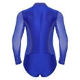 thumbnail image 2 of Yeahdor Mens Shiny Rhinestone Mock Neck Latin Tango Dance Bodysuit Figure Skating Performance Leotard Blue L, 2 of 7