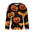 thumbnail image 4 of Halloween Cardigan Sweaters for Women Novelty Halloween Pumpkin Womens Cardigan Sweaters Open Knit Utton Down Cropped Long Sleeve Fall Holiday Plus Size Tunic Sweater Yellow XL, 4 of 6