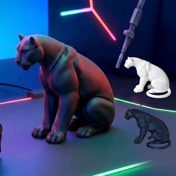 Dserhfy Panther Figurine 3D Printed Black White Wildlife Figure Collectible Animal Sculpture for Home Office Desk Decor