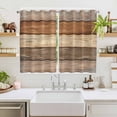 thumbnail image 2 of Farmhouse Beige Brown Kitchen Curtains Window Panels, Vintage Wooden Striped Insulated Window Treatment Curtain, Grommet Curtains for Bedroom/Living Room/Bathroom, 2 Piece 52"Wx63"L, 2 of 8