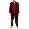 thumbnail image 3 of Daiia Red Beautiful Lips for Men's Long-Sleeved Pajama Set – Soft & Comfortable Sleepwear Button-Up Pajamas Cozy Lounge Wear-XX-Large, 3 of 7
