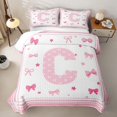 thumbnail image 2 of Manfei Kawaii Bow Letter C Monogrammed Twin Quilt Set for Teens Female,Cute Bowtie Alphabet Twin Coverlet Set Girls, 2 of 7