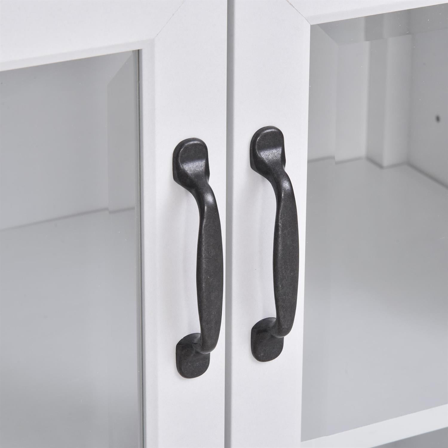 Demi Bonn 71" Adjustable Shelves Bookcase Cabinet with Glass Doors for Home Office, Living Room or Kitchen Use, Stylish Storage, White