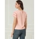 thumbnail image 5 of INSPIRE CHIC Blusa De Encaje De Crochet Manga Corta Sólida Para Mujer Rosa M, 5 of 6