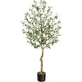 thumbnail image 3 of Artificial Olive Tree 5FT, Tall Fake Olive Trees with Realistic Trunk, Leaves, Fruits, Fake Olive Trees Potted Topiary Tree with Dried Moss for Home Office Living Room Bedroom Stairs Foyer Decor, 3 of 7
