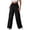 Black, variant on Women's Drawstring Elastic Waist Wide Leg Cargo Pants,Loose Fit Utility Trousers with Dual Layer Side Patch Pockets for Streetwear
