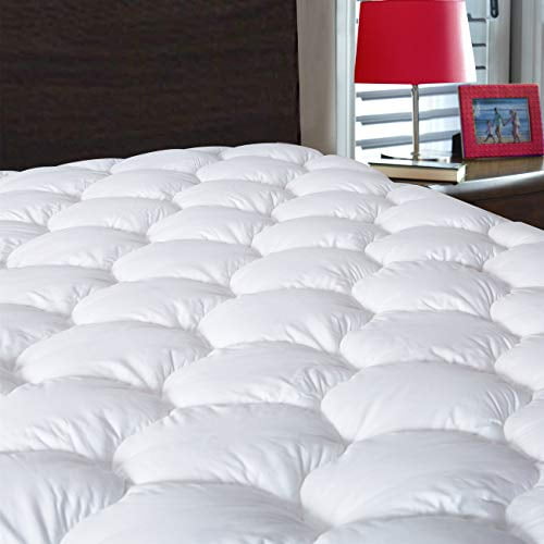 Details about   Natural Cotton Filled Mattress Pad Machine Washable Fitted Hypoallergenic Cover 
