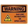 thumbnail image 1 of SignMission OS-WS-A-1824-L-12153 18 x 24 in. OSHA Warning Sign - Gas Line No Matches or Open Lights with Symbol, 1 of 1