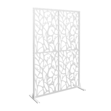 Holaki Metal Privacy Screens W3.8Ft X H6Ft Outdoor and Indoor Divider with Free Standing Decorative Privacy Screen for Balcony Patio Garden Room Divider, White Bird Shape