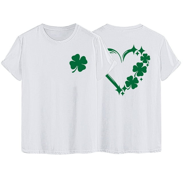 AherBiu Hauts de la Saint-Patrick pour Femmes Manches Courtes Imprimés Décontractés Basiques