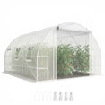 thumbnail image 2 of Outsunny Walk-in Tunnel Greenhouse with Shelves, Hoop House Greenhouse with Mesh Door, White, 2 of 9