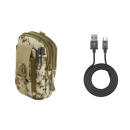 LG X Venture - Bundle: Tactical EDC MOLLE Utility Waist Pack Holder Pouch (Desert Camo), 2.0 USB-A to Micro USB Data Sync Charger Cable (3.3 Feet), Atom