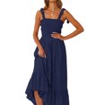thumbnail image 3 of Txlixc - Vestido midi de verano para mujer, informal, con tirantes finos, sin mangas, de talle alto, fluido, línea A, largo Txlixc Estilo de ocio, 3 of 7