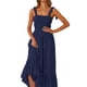 thumbnail image 3 of SAYOO - Vestido midi de verano para mujer, informal, con tirantes finos, sin mangas, de talle alto, fluido, línea A, largo SAYOO Estilo de ocio, 3 of 7