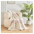 thumbnail image 4 of DaDalogy Cotton Patchwork Throw Blanket - Floral Cottage Quilted Reversible Blush Pink & Cream Shabby Chic Botanical Ruffle Design - Vintage Garden Rose Pastel Accents - 50 x 60, 4 of 7