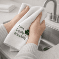thumbnail image 3 of Serafina Home St. Patrick's Day Irish Hand Towels: Love Loyalty Friendship Green Shamrock Clover Embroidery, 100% Cotton, White (Claddagh Style) 16" x 25", 3 of 8