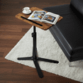 thumbnail image 2 of MINGYI Tea Adjustable Height C Shaped Side Table with Groove , 360° Swivel C Shaped End Table with Metal Base, Small TV Tray for Living Room( Tea Brown with Groove ), 2 of 8