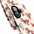thumbnail image 2 of Pink & Blush Hand-Drawn Bow Pattern iPhone Case – Elegant Feminine Design on Cream Background, Slim Protective Cover for iPhone 16 15 14 13 12 11 Mini Pro Max, 2 of 6