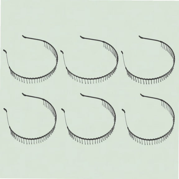 6Pcs Unisex Black Metal Hairband Teeth Comb Headband Hair Hoop Headwear Accessory for Women Men