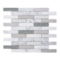 thumbnail image 2 of Sample - Calacatta White Gray Stone Marble Crackle Glass Mosaic Tile Kitchen Backsplash, 2 of 6