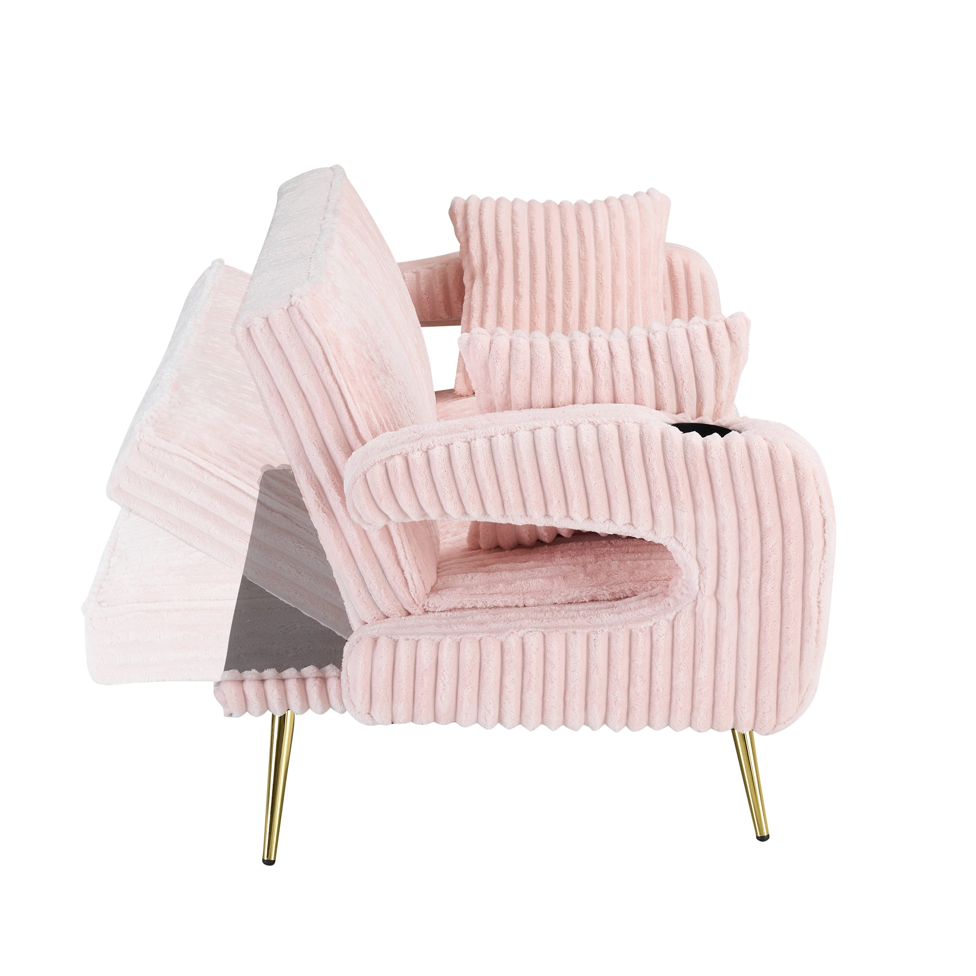 Aukfa Corduroy Futon Convertible Sofa Bed, Pink