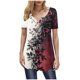 thumbnail image 1 of Camisas de Manga Corta para las Mujeres Casual V-Cuello Imprimir Top, Moda Poliéster/Spandex Blusa de Verano para Diario, 1 of 6