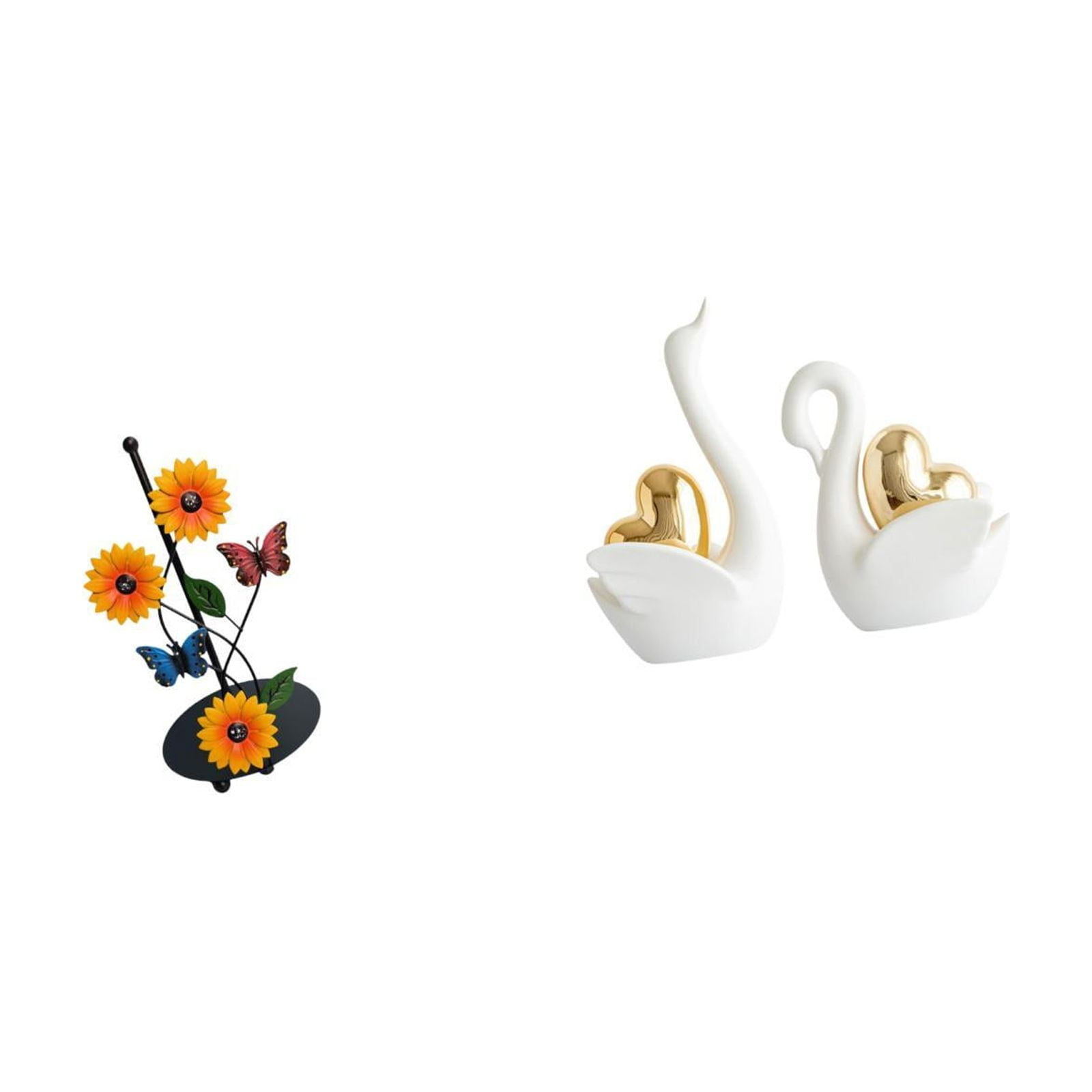 Fiocias Elegant Swan Paper Towel Holder And Figurine Set Non Slip Vertical Tissue Rack with Artistic Tabletop Ornament for Home Decor And Bookshelf
