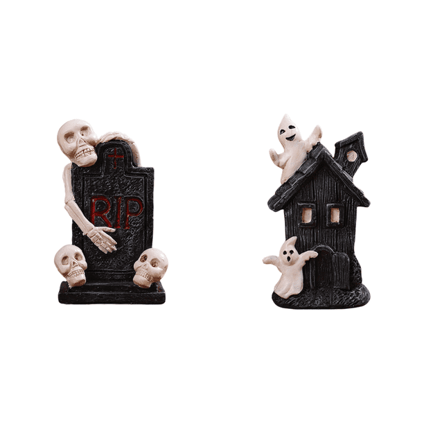 Adorno Resina Estatua en Miniatura Espeluznante Halloween para Oficina Casa (lápida Sepulcral)