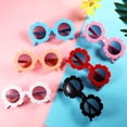 thumbnail image 4 of 6 pares de gafas de sol para niños con forma de flor redonda de cristal decorativo, 4 of 5