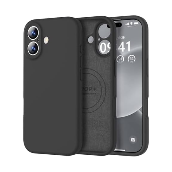 ZHU997 Magnetic Compatible with iPhone 17 Case (Compatible with Magsafe) (Upgraded Camera Protection) Liquid Silicone Shockproof Full Body Protective Phone Cover for Women Men, Black, 6.3"