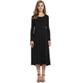 thumbnail image 4 of Cuteduck Women's Casual Long Sleeve Pleated T-shirt Dresses Crewneck Empire Waist Loose A-Line Flare Midi Dress S-2XL, 4 of 5