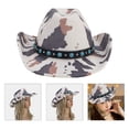 thumbnail image 2 of ROZYARD Curved Brim Woman Men Fedoras Hat for Spring Summer Elegant Lady Trilby Felt Church Thicken Hat Windproof for Fashion Thicken Cowgirl Hat with Cow Print Pattern Western Style Hat Windproof, 2 of 20