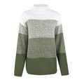 thumbnail image 7 of Womens Autumn Color Block Striped High Neck Long Sleeve Knit Jumper Tops Pullover Sweater, 7 of 7