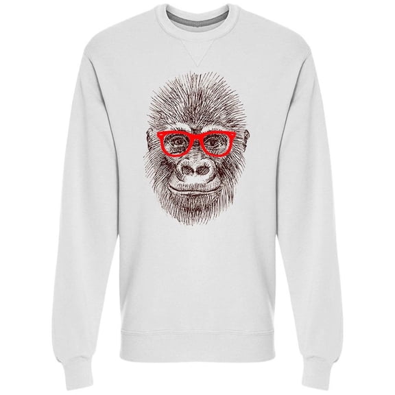 Funny Monkey Wearing Glasses Sweatshirt Men -Image by Shutterstock, Male Small