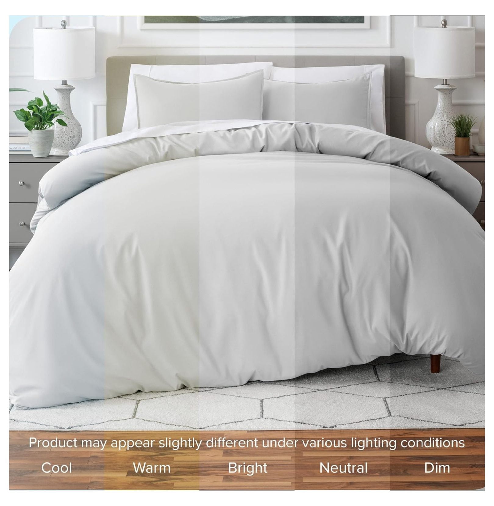 Bedding Duvet Cover Oversized Queen - Premium 1800 Super Soft Collection - Lightweight, Cooling - Soft Breathable Bedding Duvet Cover (Oversized Queen, Cloud Grey)
