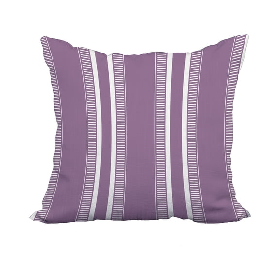 22 x 22 Inch Purple Stripe Print Decorative Polyester Throw Pillow with a Linen Texture