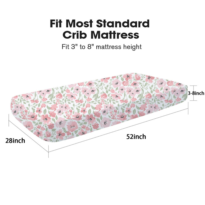 Plushii Baby Crib Sheets Fitted 2 Pack for Boys & Girls, 52'’ x 28'' Soft Microfiber Toddler Bed Sheets for Standard Crib & Toddler Mattresses (Floral)