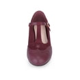 thumbnail image 2 of BLISSFUL STEP T-Strap Mary Janes for Women Ankle Strap Block Heels Pumps - Perfect for Parties and Cosplay Burgundy 5.5, 2 of 7