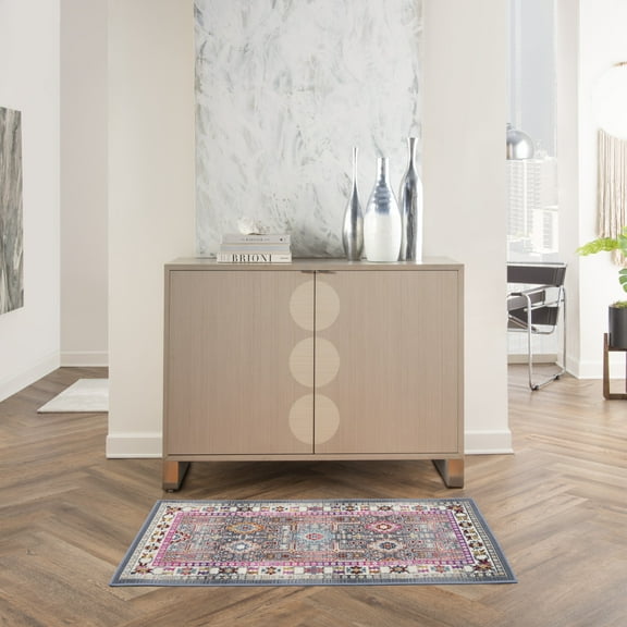 Nourison Vintage Kashan Bohemian Grey/Multi 2' x 4' Area Rug (2x4)