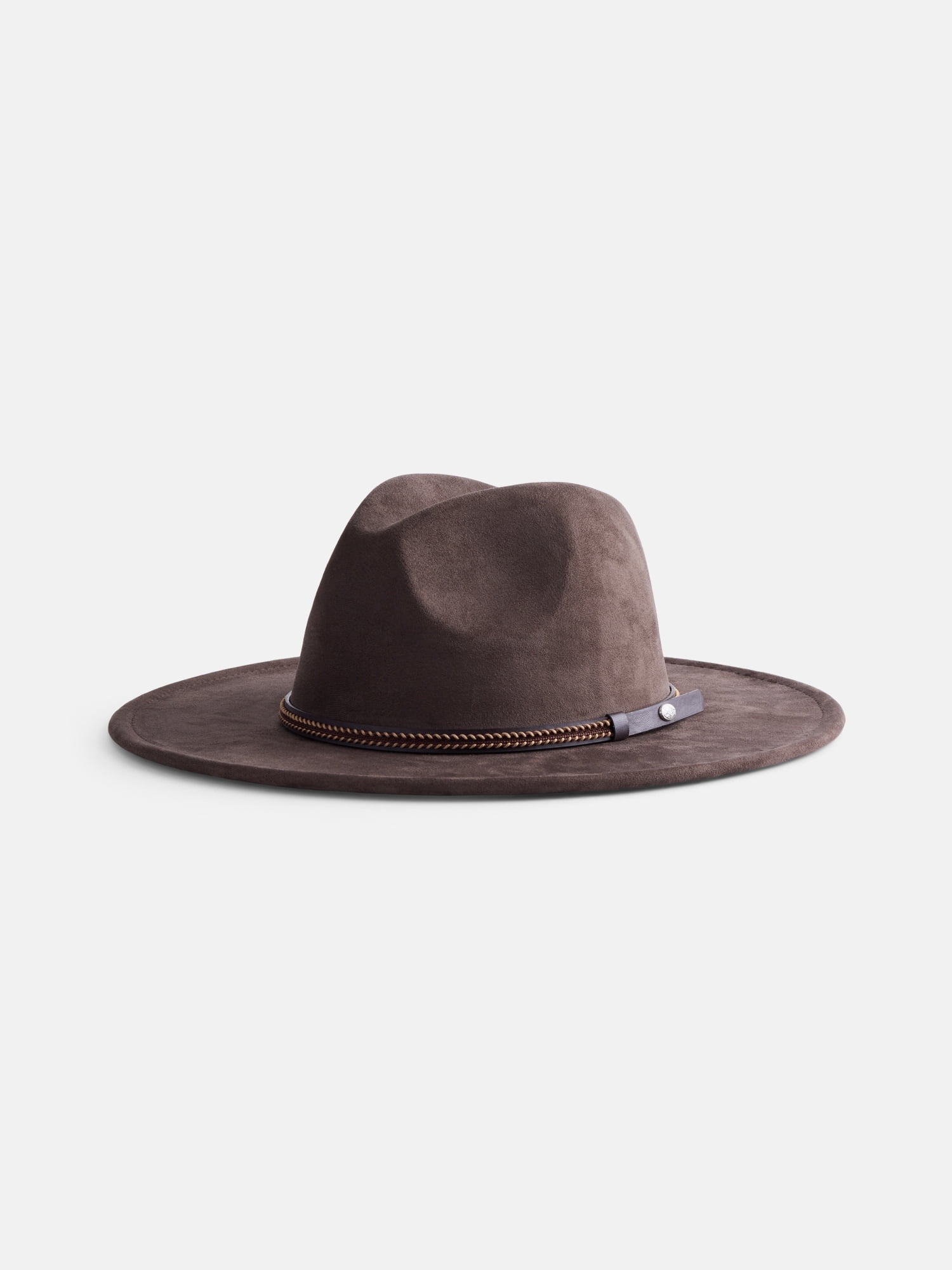 Scenario Women's Faux Suede Fedora with Whipstitch Trim, Mushroom