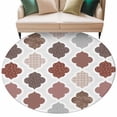 thumbnail image 6 of Moroccan Geometric Round Rug 5ft Washable Circle Kitchen Rugs Non Slip Vintage Boho Rhombic Pattern Red Gray Large Area Rug Indoor Floor Carpet for Bedroom Living Room Home Office Dining Room Nursery, 6 of 8