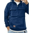 thumbnail image 2 of Arvbitana Men's Quarter Zip Hood Pullovers Solid Color Long Sleeve Loose Hoodies Drawstring Hooded Sweatshirt with Multi-Pocket Streetwear Workout, 2 of 3