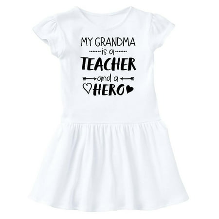 

Inktastic My Grandma is a Teacher and a Hero Gift Baby Girl Dress