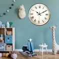 thumbnail image 2 of 12" Vintage Wall Clock Round Roman Wall Clock Roman Numerals Easy Install Quartz Non Ticking, 2 of 9